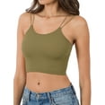thumbnail image 2 of A2Y Women's Seamless Ribbed Nylon Double Strap Brami Tops Dusty Olive LXL, 2 of 3