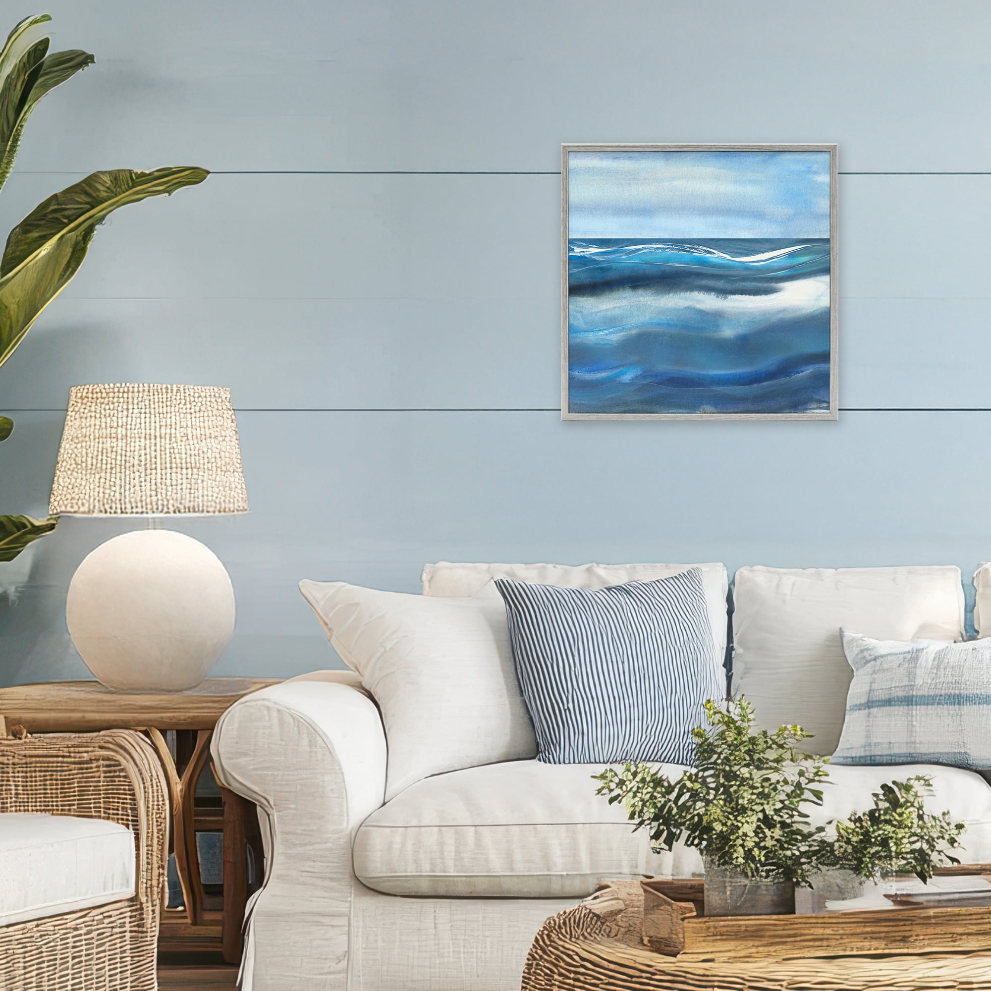 Stupell Industries Calm Expanse of Ocean Waves Gray Framed Giclee Art, design by Susan Jill