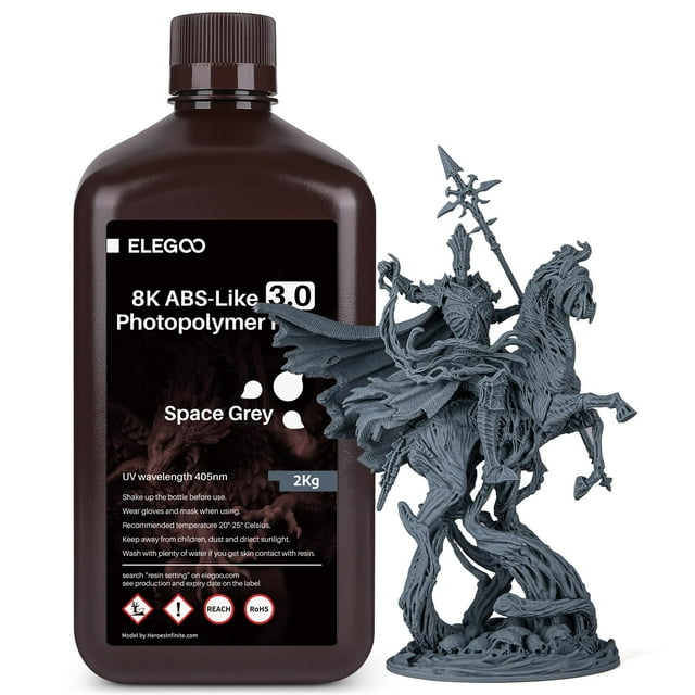 Impresora 3D ELEGOO mejorada tipo ABS de 8 K, resina 3.0, 2 kg, gris espacial