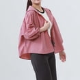 thumbnail image 6 of TGSLY Women's Hooded Jacket Lightweight Zip-Up Solid Color Fall Hoodies Relaxed Casual Puff 3/4 Sleeve Outdoor Hooded Coat with Elastic Cuffs XL, 6 of 9