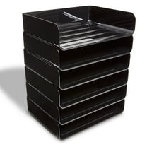 Staples TRU RED Side Load Stackable Plastic Letter Tray Black(TR55329)