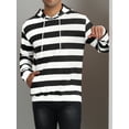 thumbnail image 5 of INSPIRE CHIC Men's Sweatershirts Stripes Hoodie Front Pocket Drawstring Long Sleeve Pullover Sweatshirts S Black White, 5 of 6
