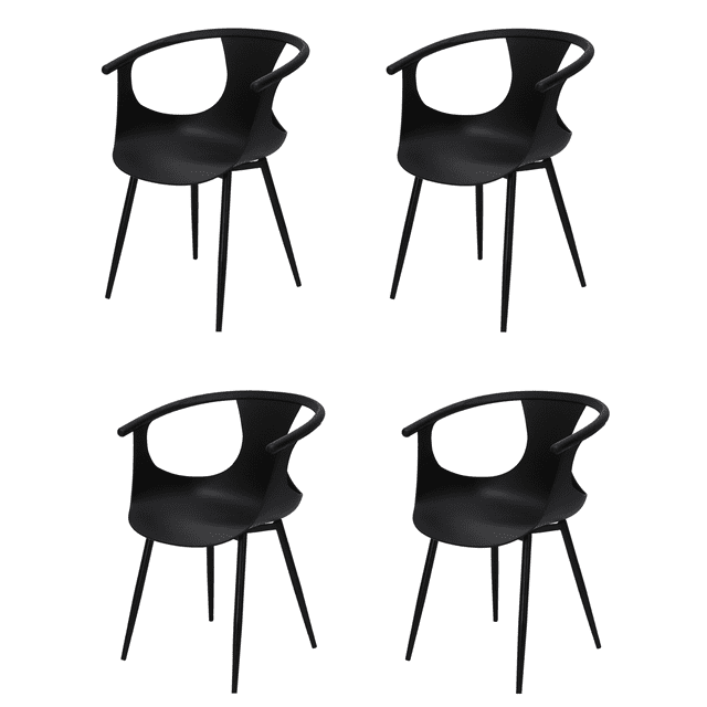 Juego de 4 Sillas Minimalista Nórdico Catanzaro Madera Ergonómica Moderna Mundo In SILL0903658NEGRO
