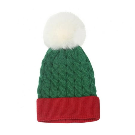

Baby Girls Winter Christmas Hat Infant Twist Beanie Cold Weather Warm Pompom Hat Set