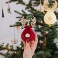 thumbnail image 4 of Flocked Christmas Deer Ornament Hanging Decoration Red 4.72 in x 2.36 in With Loop For Tree Wall Table Display, 4 of 6