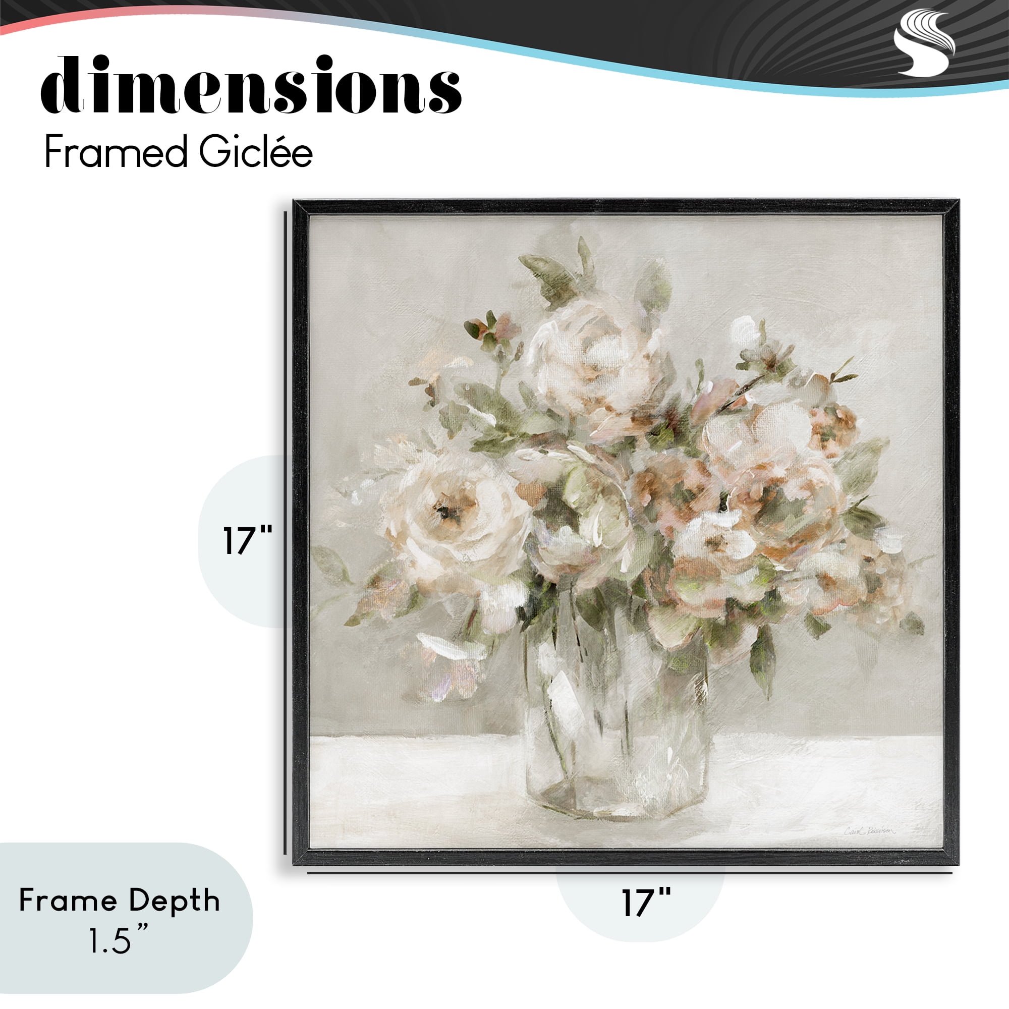 Stupell Industries Soft Neutral Floral Still Life Black Framed Giclee Art, design by Carol Robinson