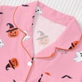 thumbnail image 6 of Curuila Toddler Girls Halloween Pajamas Set Short Sleeve Hallowmas Cartoon Print Lapel Button Down Pjs Tops With Shorts For Party Fashionable Homewear Pink Size 9-10 Years, 6 of 9
