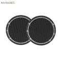 thumbnail image 2 of BadPiggies Pack of 2 Vehicle Bling Cup Holder Insert Coasters Anti Slip Universal 2.75" Silicone Crystal Rhinestone Coasters Car Interior Accessories (Black), 2 of 10