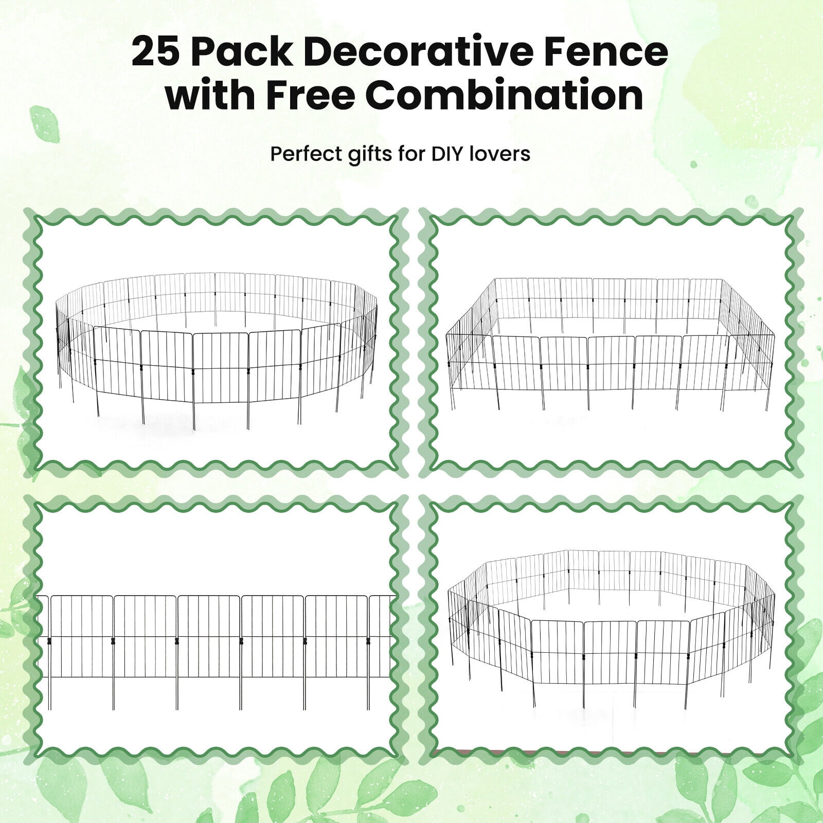 Amijoy 25 Pack Decorative Garden Fence, Total 27ft(L) x 24in (H) Garden Animal Barrier Fence, Rustproof Metal Wire Fencing