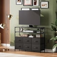 thumbnail image 6 of Stand for 40, 45 inch TV, Entertainment Center with LED Lights & Charging Station, TV Media Console Table with 6 Fabric Drawers and Open Shelves for Living Room, Hallway, Rustic Brown, 6 of 8