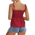 thumbnail image 4 of Mittory Women's Tie Shoulder Frill Shirred Ruffle Hem Sleeveless Strappy Cami Blouse Peplum Top, 4 of 7