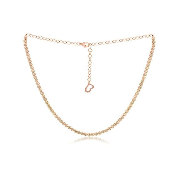 Diana M 14 Kt Rose Gold, 14" Diamond Choker Necklace Featuring 1.03 Cts Tw Round Diamonds