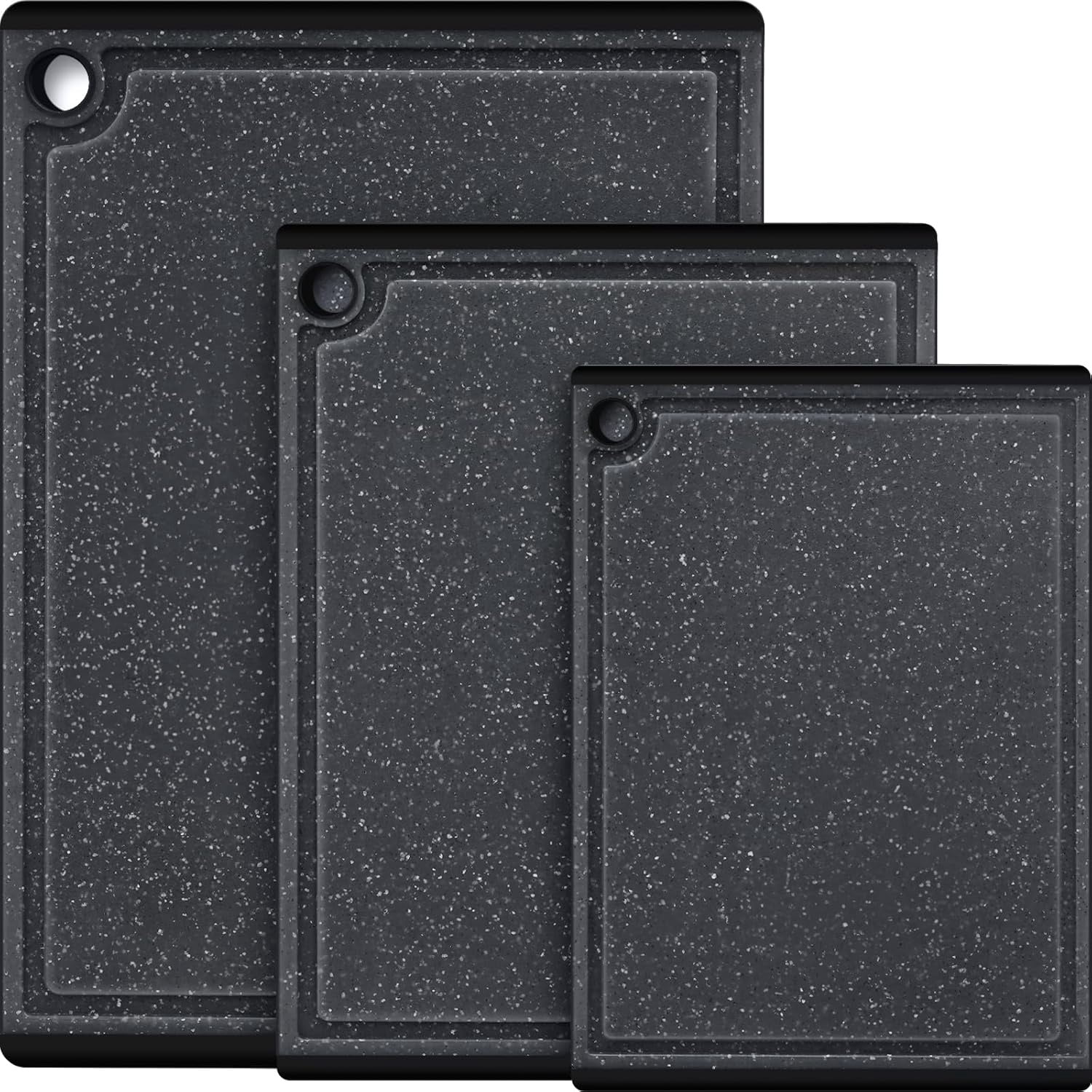 Plastic Cutting Boards for Kitchen, 3-Piece Large Cutting Board Set Dishwasher Safe Chopping Boards with Non-slip Feet and Juice Grooves