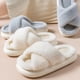 thumbnail image 5 of Pantuflas de piel mullida cruzadas de invierno, chanclas casuales para mujer, zapatos mullidos, plataforma para el hogar, pantuflas de felpa cálidas y suaves para mujer, 5 of 5