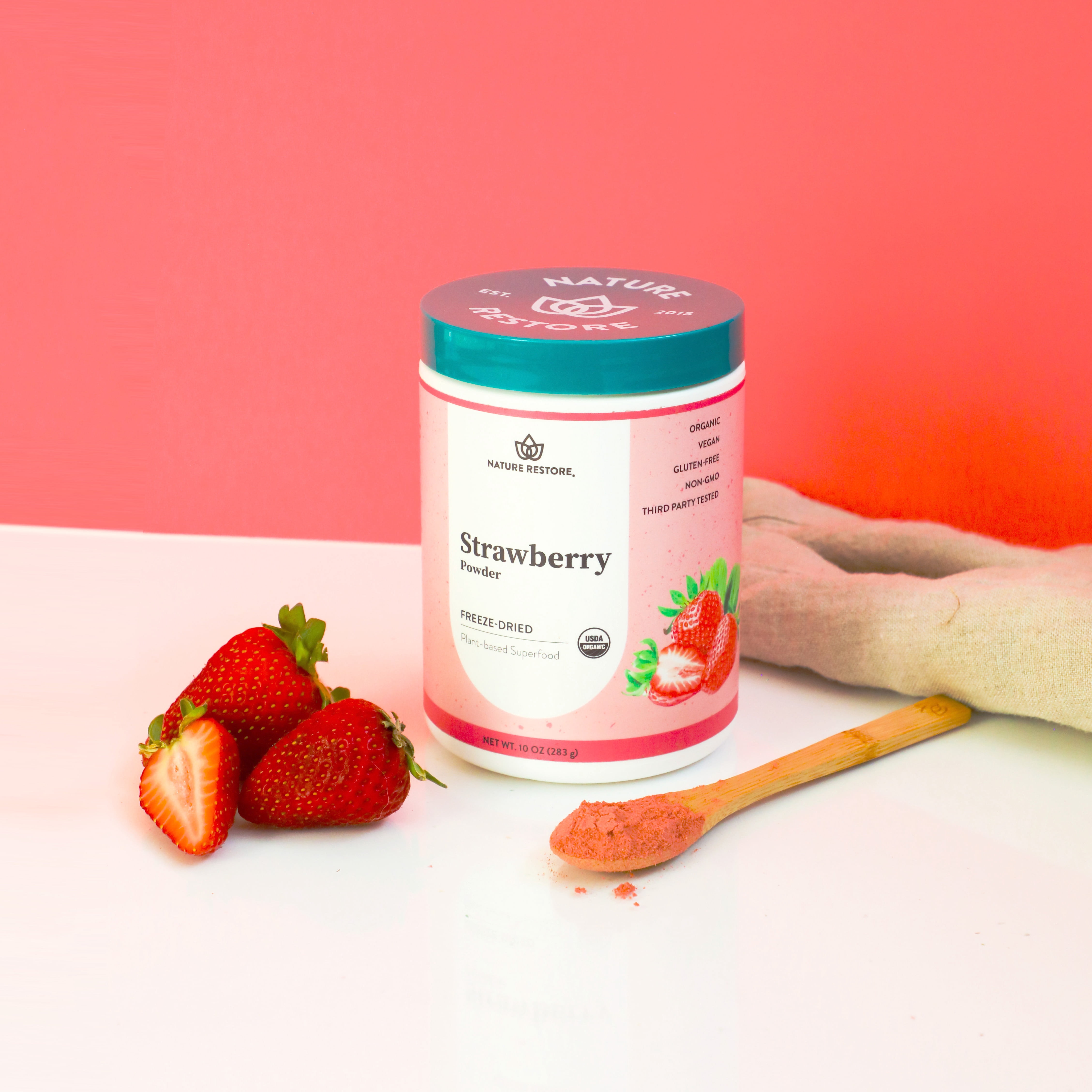 Nature Restore Organic Freeze Dried Strawberry Powder, 10 Ounce, New Packaging