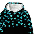 thumbnail image 3 of Kids Girls Cropped Hoodie - Turquoise Heart All-Over Print, Stretchy Polyester Spandex Blend, Hooded No Drawstrings, Multicolor Casual Sweatshirt for Teens 8-16,Size 9-10T, 3 of 5