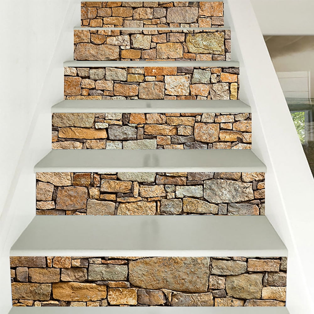 Stone Pattern Stairs Sticker, Peel and Stick Staircase Decals Self Adhesive Vinyl Stair Decals Wall Sticker for House Stairs Decoration