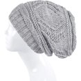 thumbnail image 2 of Lilax Knit Soft Warm Slouchy Oversized Winter Beanie Hat Light Gray, 2 of 2