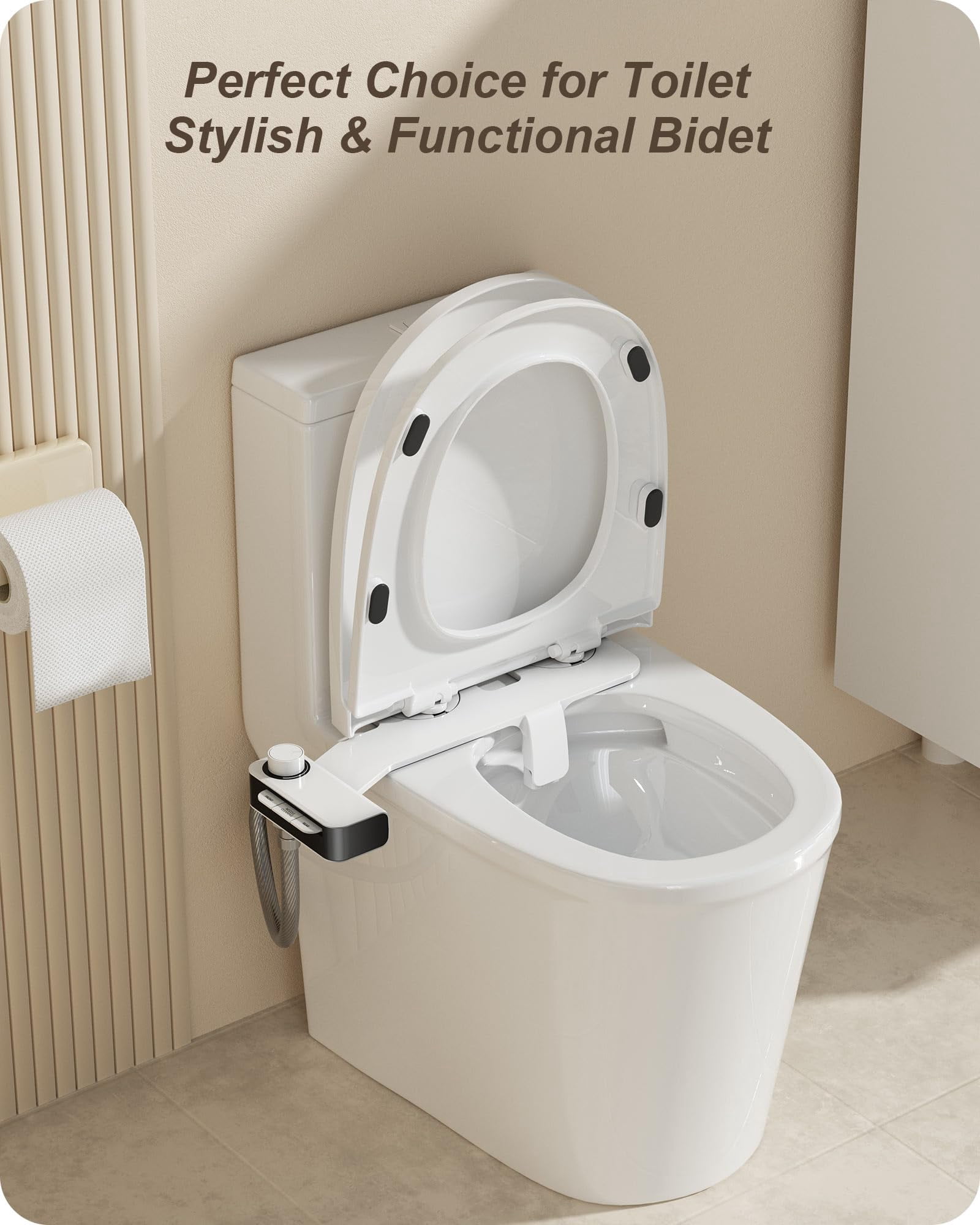 Ultra-slim Bidet Attachment For Toilet Dual Nozzles Feminine & Rear Wash Seat Non Electric Self Cleaning Adjustable Water  (kb001)