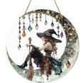 thumbnail image 1 of Charming Moonlight Witch Acrylic Stained Glass Window Hanging Suncatcher Panel Stunning Wall Art Decor & Witchy Ornament for Home Friends and Family (Moonlight Witch Design), 1 of 6