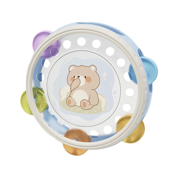 Tambor de bebé de pandereta, educación de la primera infancia, sonajero de instrumento de percusión para bebés, niñas, niños, regalos de cumpleaños Oso