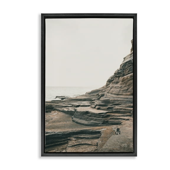 Stupell Industries Rocky Hawaiian Shore Landscape & Nature Photography Black Floater Framed Canvas Art Print Wall Art, 17 x 25