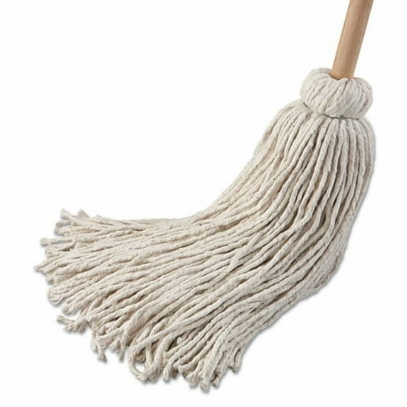 Handle/Deck Mop, #32 White Cotton Head, 54" Natural Wood Handle, 6/Pack | Bundle of 2