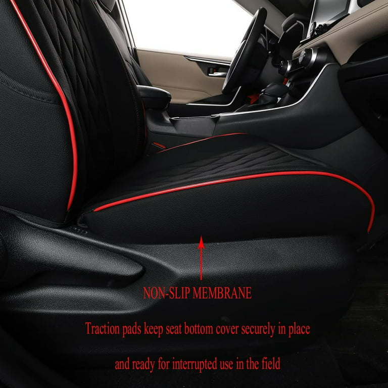 INCH EMPIRE Easy to Clean Car Seat Cushions Synthetic Leather - Universal  Fit Car Seat Cover for Corolla Cruze Legacy Malibu Maxima Tacoma (Black  with Red Line …