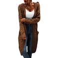 thumbnail image 3 of Langwyqu Autumn Winter Women Knit Long Hooded Cardigan Sweater With Pocket, 3 of 5