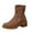 Brown, variant on Womens Boots,Casual Fashionable Versatile Solid Color Trendy Side Zipper Ankle Pleated Round Toe Mid Heel Mid Calf,Boots for Women