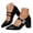 C-Black, variant on Women Lace Block Heels Embroidery Flower Closed Toe Square Heel Pumps Dressy Leather Booties Sandals Back Zipper Party Shoes Black 9