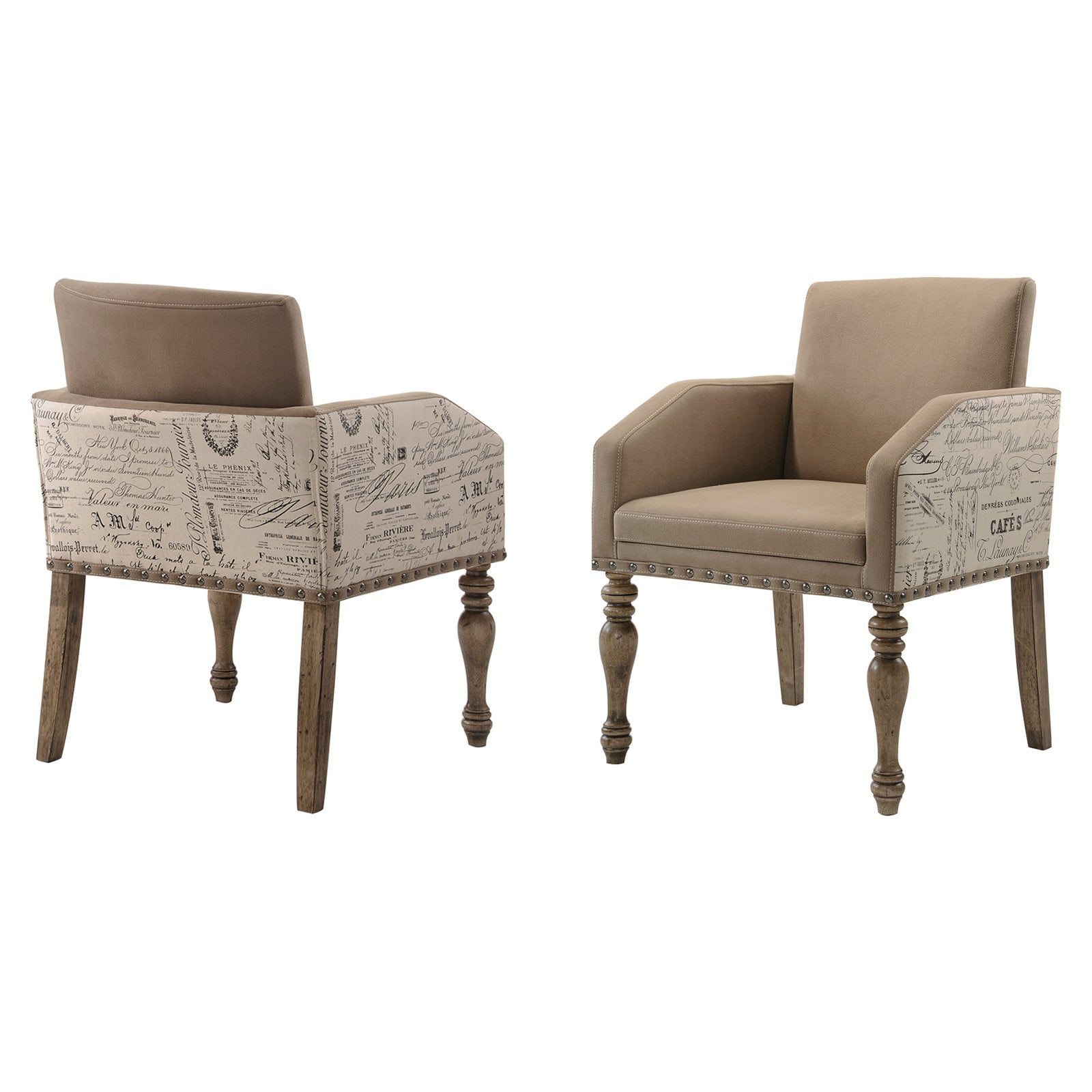 Roundhill Furniture Birmingham Script Printed Finish Dining Arm Chair