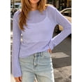 thumbnail image 2 of Long Sleeve Women's Casual Tulle Top Blouse Lightweight Knit Pullover Sweater, 2 of 5