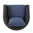 thumbnail image 6 of Noble House Darius Outdoor Aluminum Brown Wicker Swivel Chair Navy Blue Cushion, 6 of 24