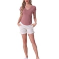 thumbnail image 2 of Camiseta de dormir de mujer INSPIRE CHIC con cuello en V, parte superior de pijama para ropa de noche y loungewear, color rosa M, 2 of 6