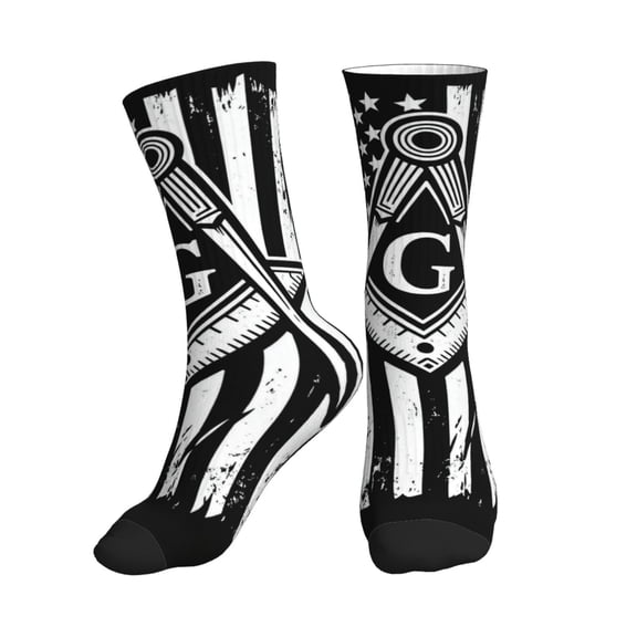 Athletic Socks Freemason Masonic Masons Flag Sport Running Calf Socks Crew Socks for Men Women