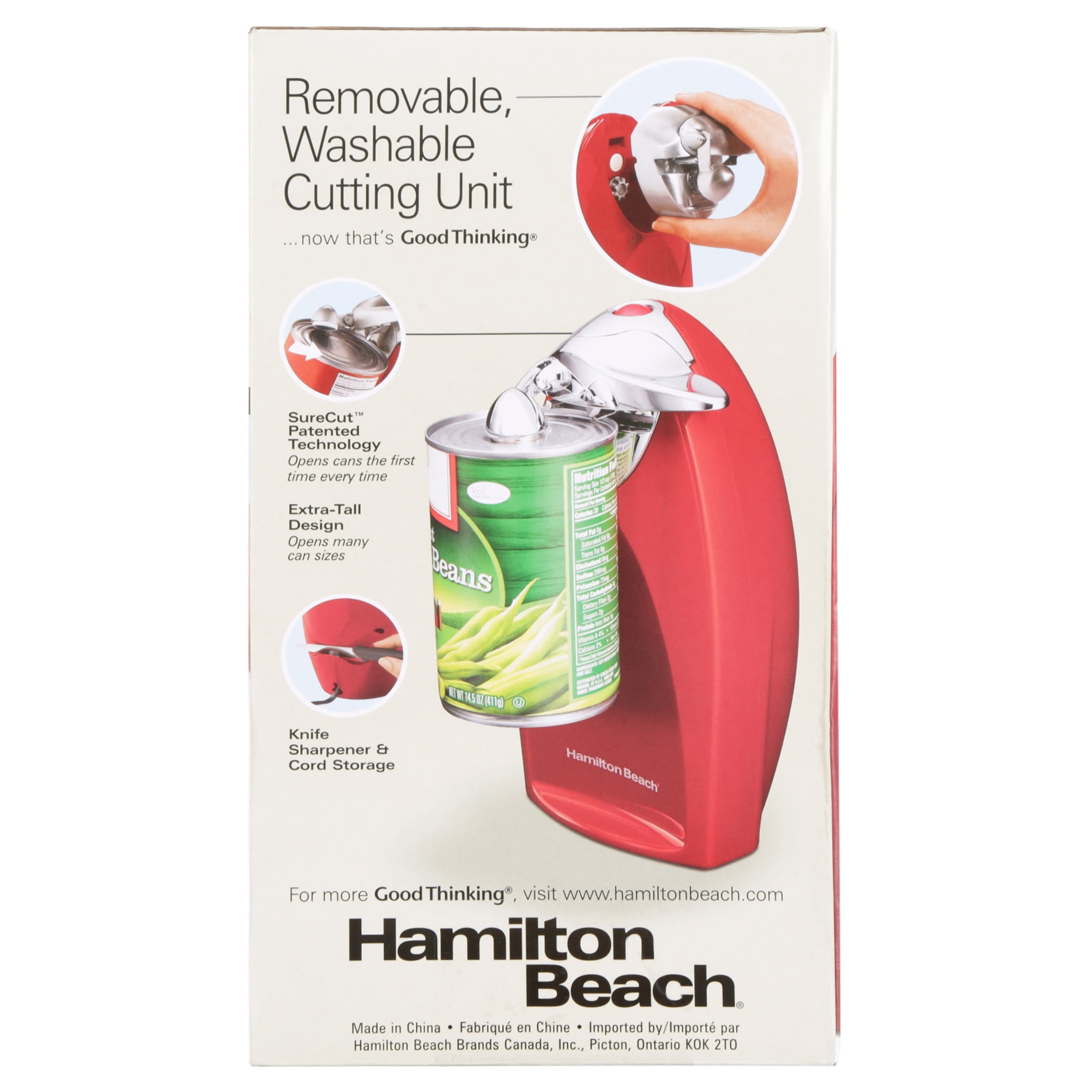 Hamilton Beach Openease Can Opener 76300R Extra Tall WITH Knife Sharpener 
