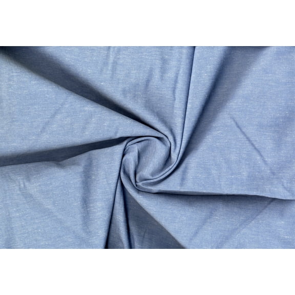 Stretch Cotton Chambray Cotton Fabric, Stretch Woven Dress Fabric, Sewing (CHAMBRAY/WHITE, ByYard)