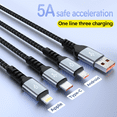 thumbnail image 6 of Firsting 100W 3-in-1 USB Charger Cord Cell Phone Charging Cable Fast Charging Data Cable, Black, 6 of 10