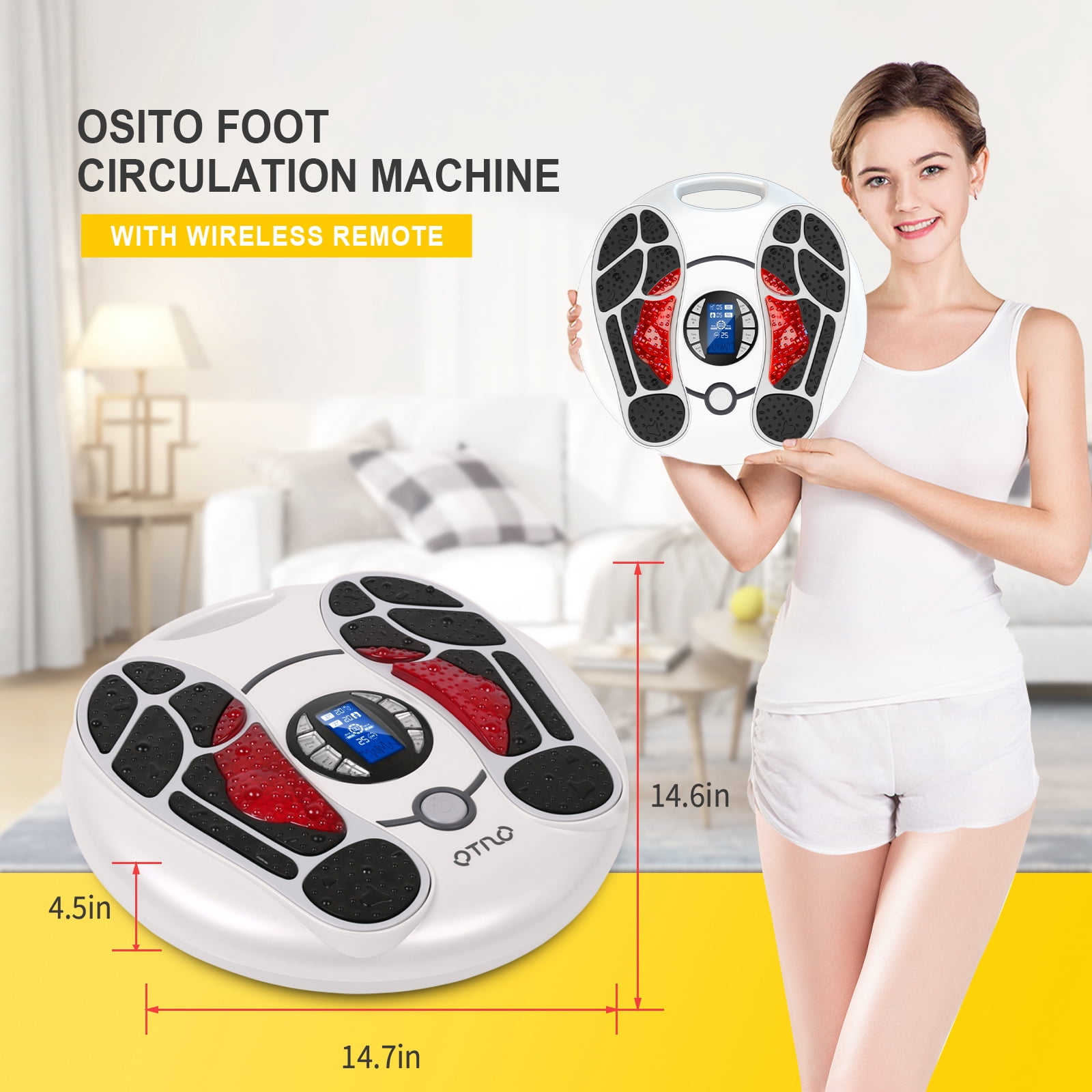 OSITO EMS Foot Massager for Neuropathy, Foot Massager Circulation Stimulator, Foot Massager for Circulation and Pain Relief, 25 Modes 99 Intensities, Ideal for Women/Men