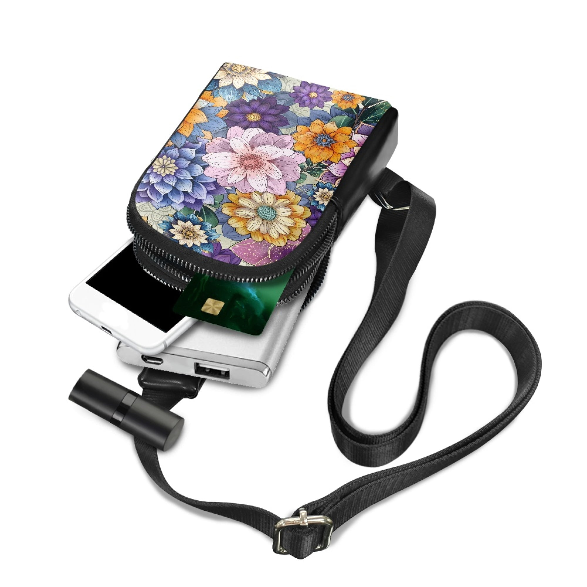 FOR U DESIGNS Boho Mandala Flower Small Sling Bag for Women PU Leather Crossbody Bags Fanny Pack Fashion Chest Bag for Dating Shopping Casual Shoulder Bag with 4 Card Slot