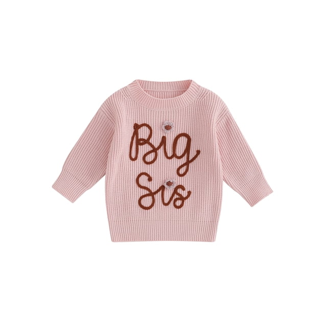 SUNSIOM Pull d'Automne pour Fille, Manches Longues Col Rond Motif Broderie Fleur Lettre Tricoté