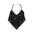 thumbnail image 2 of Txlixc Chaleco de cuello colgante de verano femenino blusa negra sin mangas con cuentas en la espalda Txlixc moda, 2 of 9