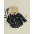 thumbnail image 3 of Liacowi Infant Boys Hoodie Baby Boys Sweatshirts Long Sleeve Plaid Sweatshirt Toddler Fall Casual Pullovers Tops with Pocket 6M-4T, 3 of 9