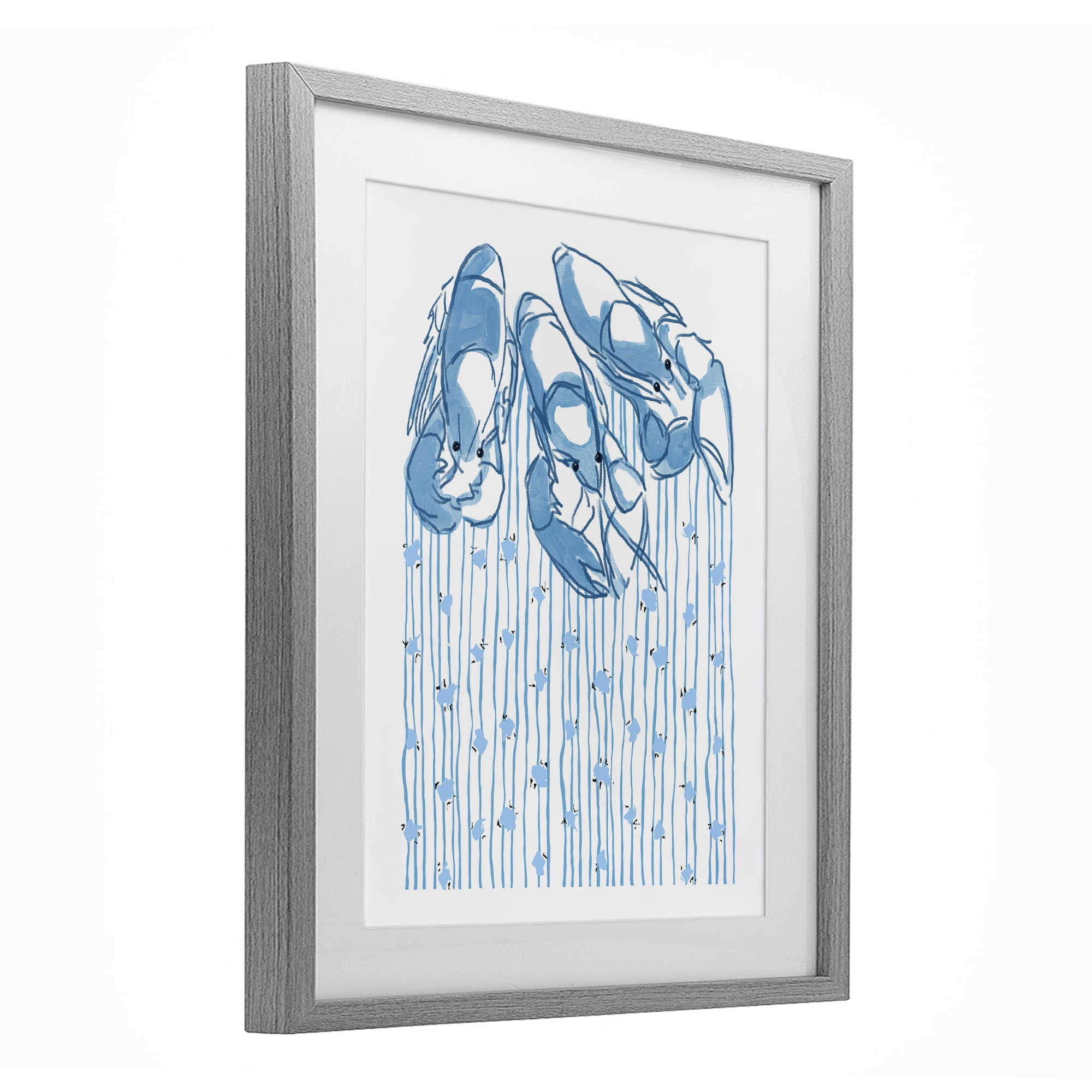 Stupell Industries Lobster Trio with Strings Gray Framed Print Under Glass, design by Melissa Tilley