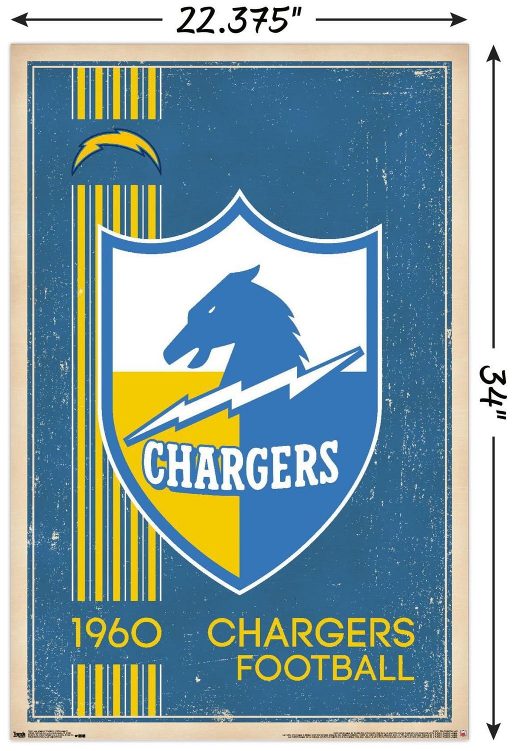 NFL Los Angeles Chargers - Retro Logo 17 Wall Poster, 22.375" x 34"