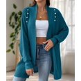thumbnail image 4 of Women Fall Winter Long Sleeve Cardigan Open Front Solid Color Block Fashion Loose Knit Sweater Konglan One Size, 4 of 10