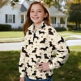 thumbnail image 3 of Uorisanigo Girls Half Zip Pullover Sweatshirt Oversized Sweatshirts Casual Dachshund Dog Paw Long Sleeve Pullover Top Kids Quarter Zipper Hoodies No Hood for Fall Winter Spring, 3 of 7
