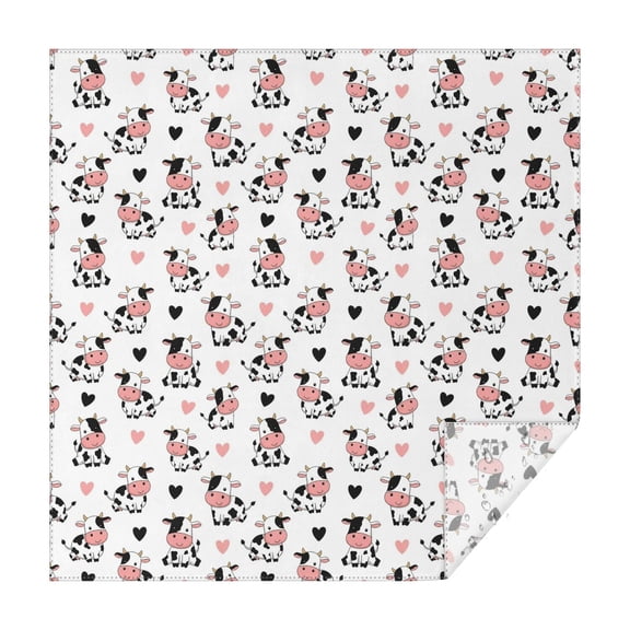 White Cow Heart Pattern Square Tablecloth,Waterproof Square Table Cover,Wipeable Spillproof Washable Table Cover for Home Kitchen Party Decor 42"X42"(107x107cm)