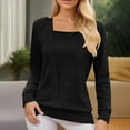 thumbnail image 7 of biudgviw Lounge Tops for Women Fall Slim Long Sleeve Square Neck Basic T-Shirts Soft Stretch Solid Color Pullover Shirts, 7 of 7